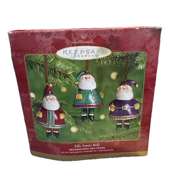 2001 Hallmark Keepsake Ornament Jolly Santa Bells Set of 3 Open Box - Picture 7 of 10